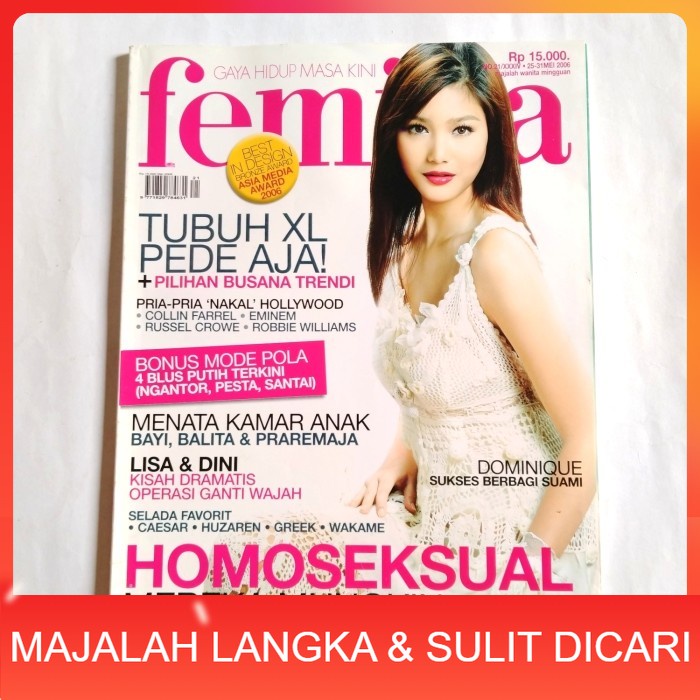 Majalah FEMINA No.21 Mei 2006 Cover DOMINIQUE Langka