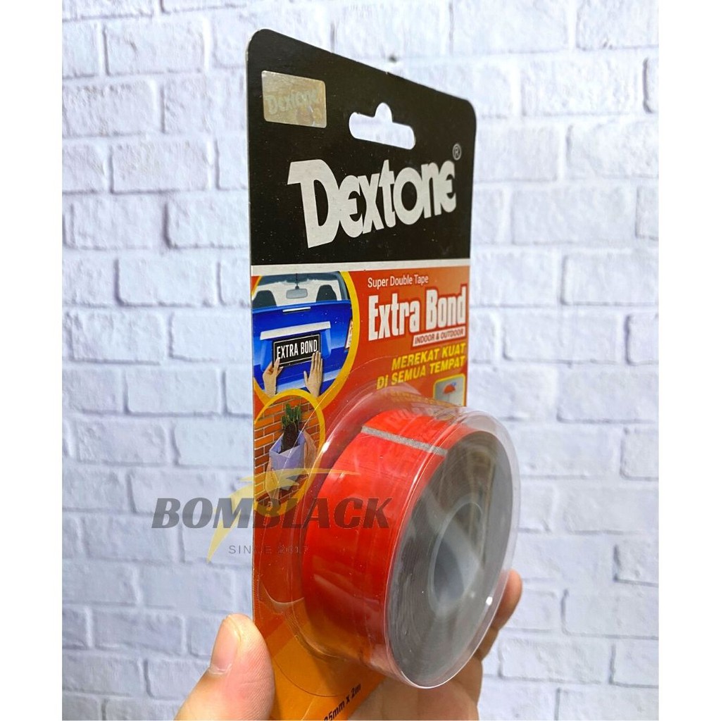 DEXTONE Double Tape 25mmx2M SUPER Kuat Lengket Tahan Air Bening MERAH