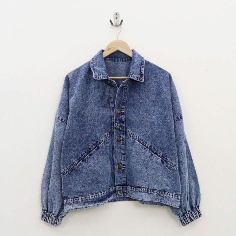 (NEW)Jaket Jeans Crop ribbon edition