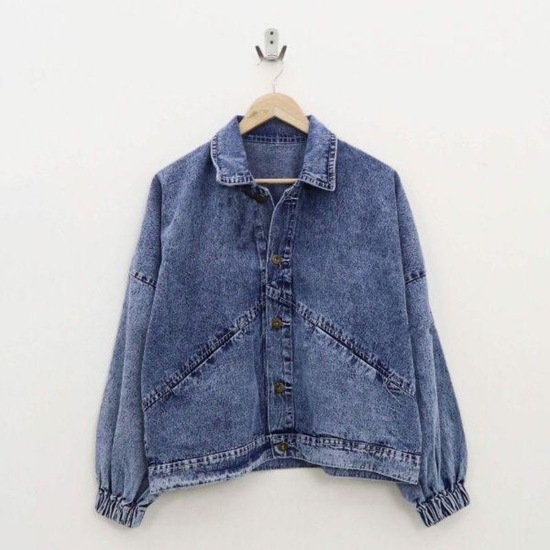 (NEW)Jaket Jeans Crop ribbon edition