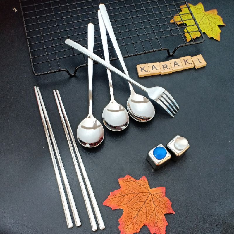 Sendok Makan Sendok Korea Garpu Korea Sumpit Korea Sumpit Pipih Korea Sendok Garpu Sumpit Sujeo