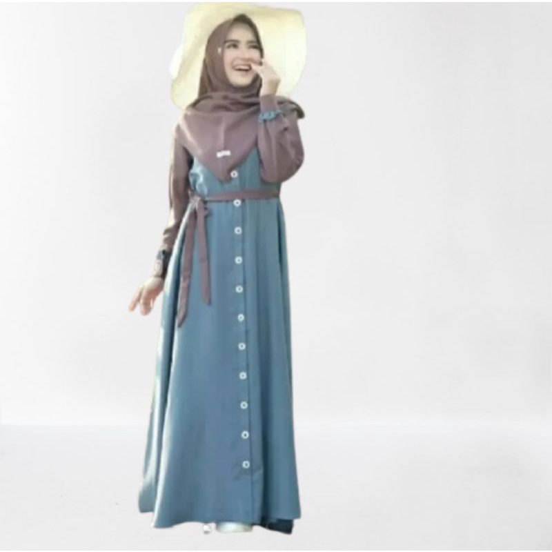 Mecca syari dress wanita + Khimar ukuran smlxl