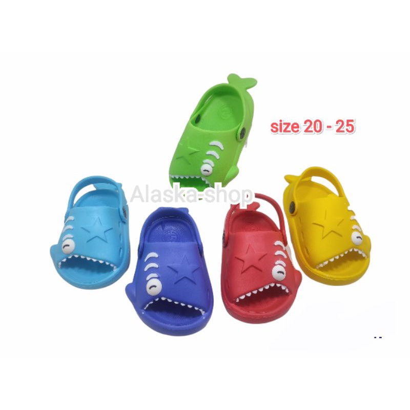 Sandal sepatu bayi balita anak laki laki baby shark sandal ikan paus Dulux 371E