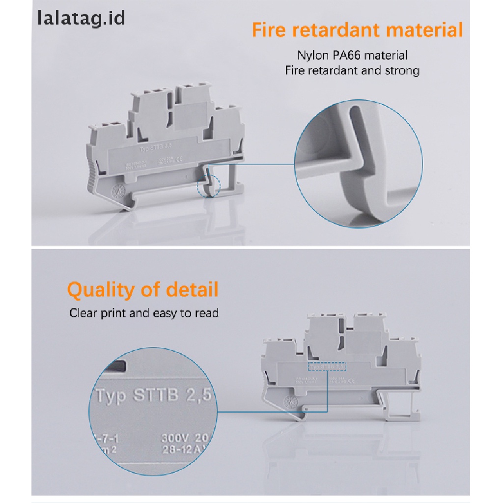 (Flyag) Sttb2.5 Terminal Block Dua Lapis Tipe Rail