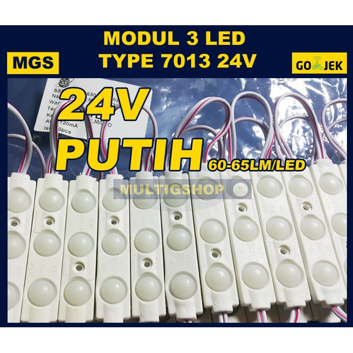 100Pcs Modul 3 LED 7013 24V - Putih