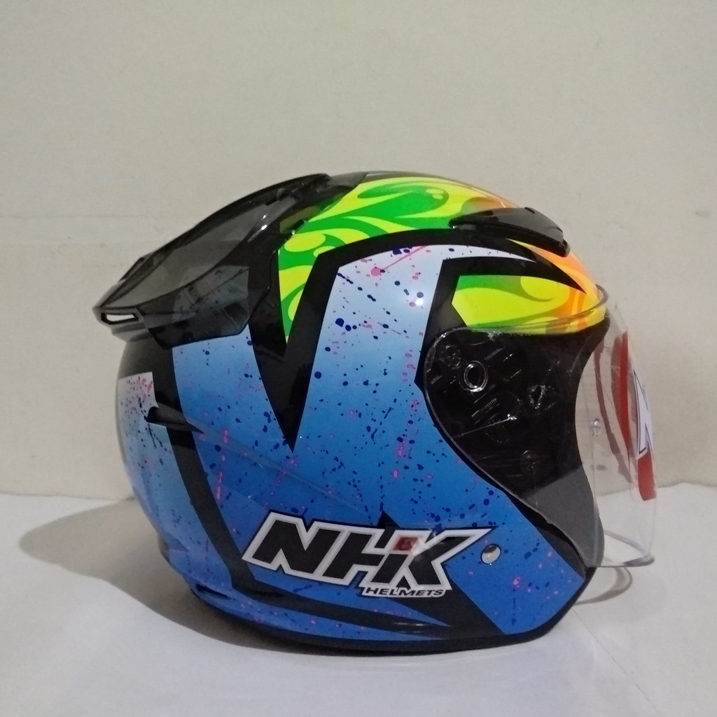 HELM  NHK  R1  KAREL  ABRAHAM  WINTER   BLACK  BLUE   DOUBLE VISOR  HALF FACE