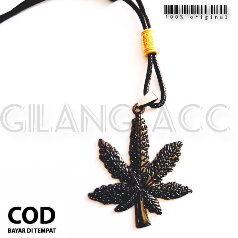 Kalung Pria Keren Tali Korea Hitam Bandul Rasta