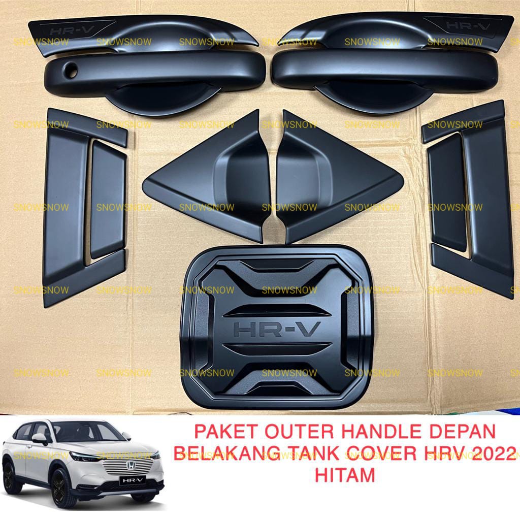 Paket Outer Handle Depan Belakang Tank Cover Honda HRV 2022 2023 UP Hitam Chrome