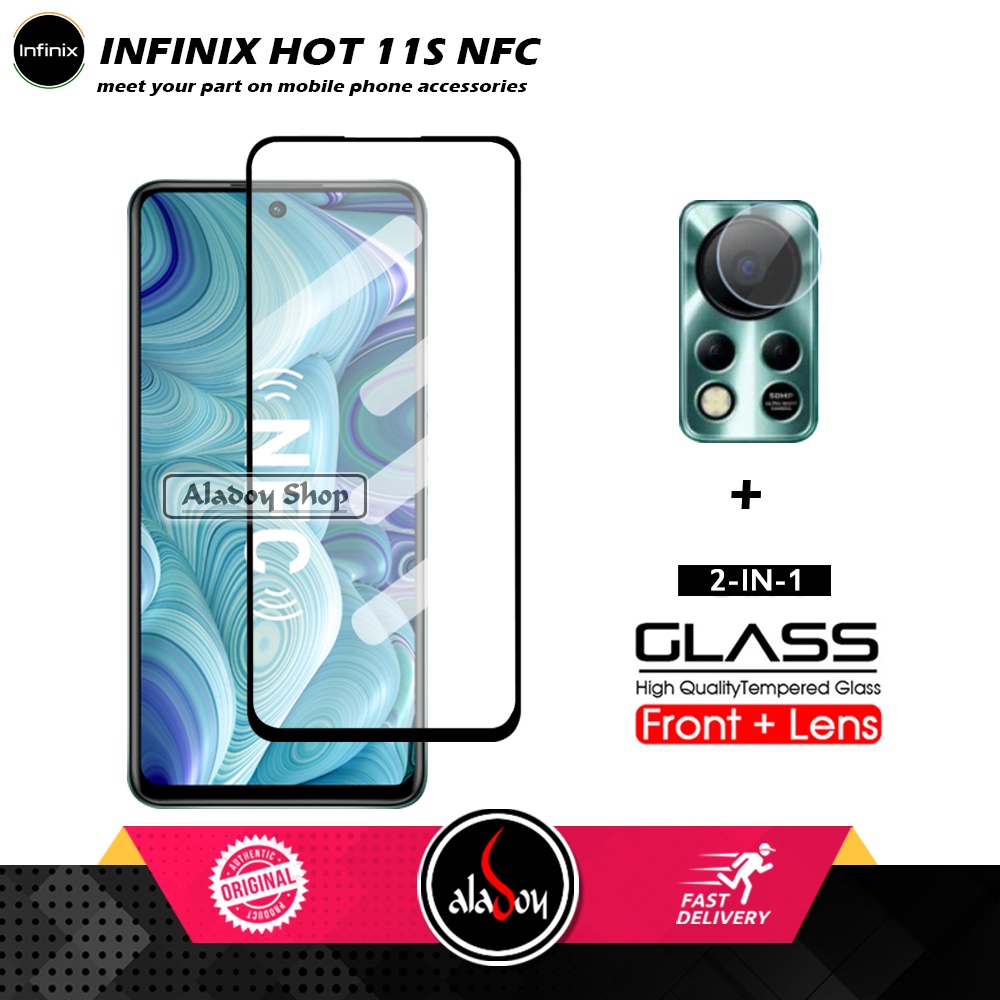PAKET 2 IN 1 Tempered Glass Layar Infinix Hot 11S NFC Free Tempered Glass Camera