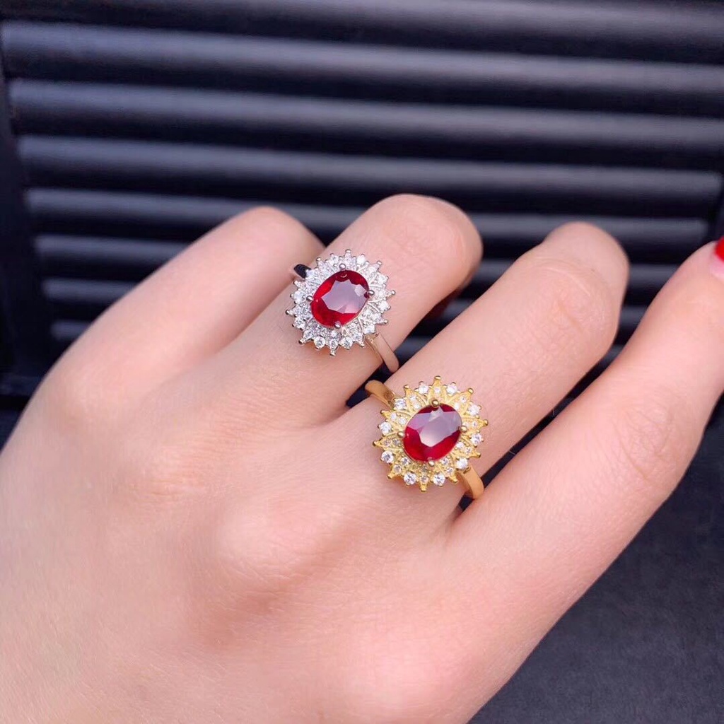 Goldkingdom Perhiasan Fashion Emas Asli Kadar 375 Bangkok Aksesoris Ready Stock Darah Burung Merpati Merah Cincin Liontin Set Wanita Api Berkilau Seiko Bertatahkan Adjustable Ring