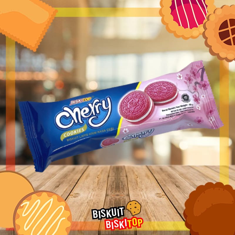 

B.BISKITOP - CHERRY COOKIES 60g Biskuit Anak Dewasa Enak Rasa Buah Cherry Biscuit Biskitop Murah