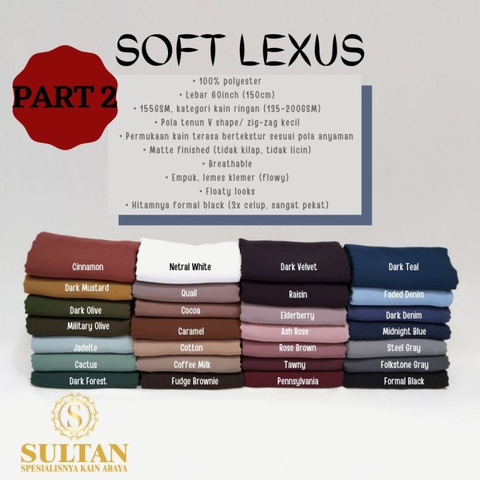 TERBARU     PART.2-50CM SOFT LEXUS POLOS KAIN SULTAN ORIGINAL