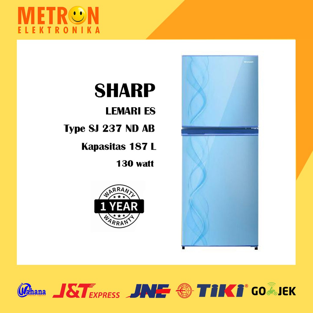 SHARP SJ 237 ND AB / AURORA BLUE KULKAS LEMARI ES 2 PINTU / SJ237NDAB