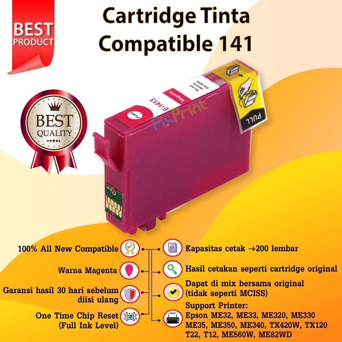 Compatible Cartridge Printer 141 T141 T 141 Black Cyan Magenta Yellow