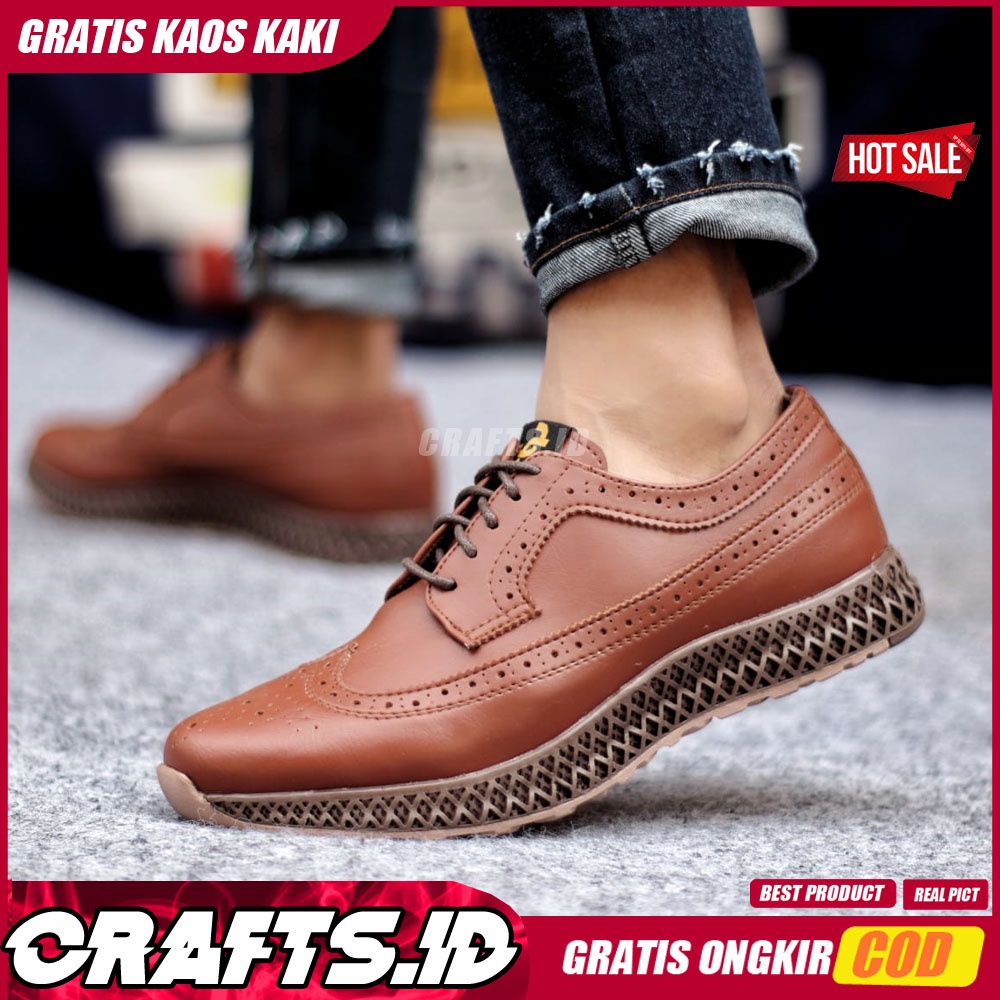 CRAFST X WINGTIF Sepatu Casual Pria Sepatu Kasual Pria Kulit Pu Kerja Kantor Sepatu Pria Casual Original Sepatu Semi Formal Kuliah Kondangan Gaya Keren Kekinian Terbaru Murah Terlaris