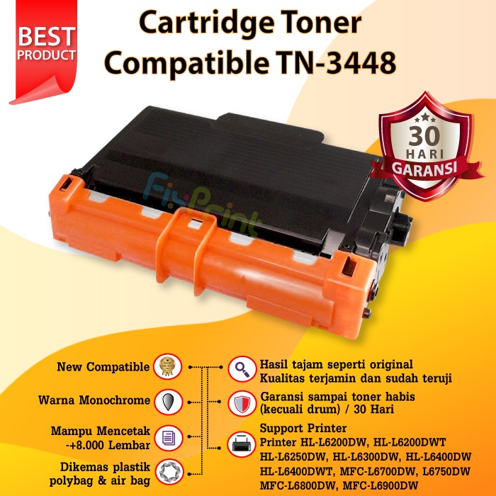 Cartridge Toner Compatible TN3448 TN 3448 TN-3448 Printer Brother HL-L5000D L5100DN L6400DW L5700DN