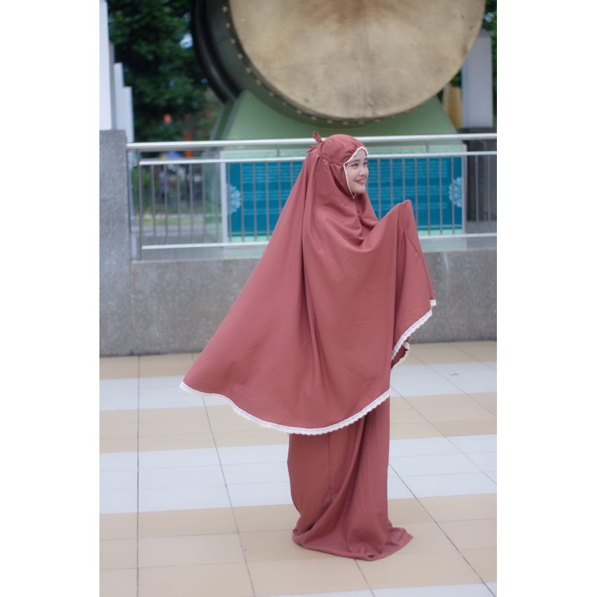 Mukena Mukenah Dewasa Polos Jumbo Telekung Bali Traveling Travelling Travel Bahan Katun Adem