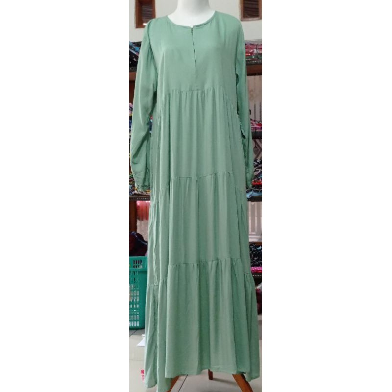 GAMIS SUSUN RAYON PREMIUM-Hijau Mint