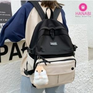 HANABI - Tas ransel sekolah TWO COLOUR Tas kekinian tas casual TANPA BONEKA