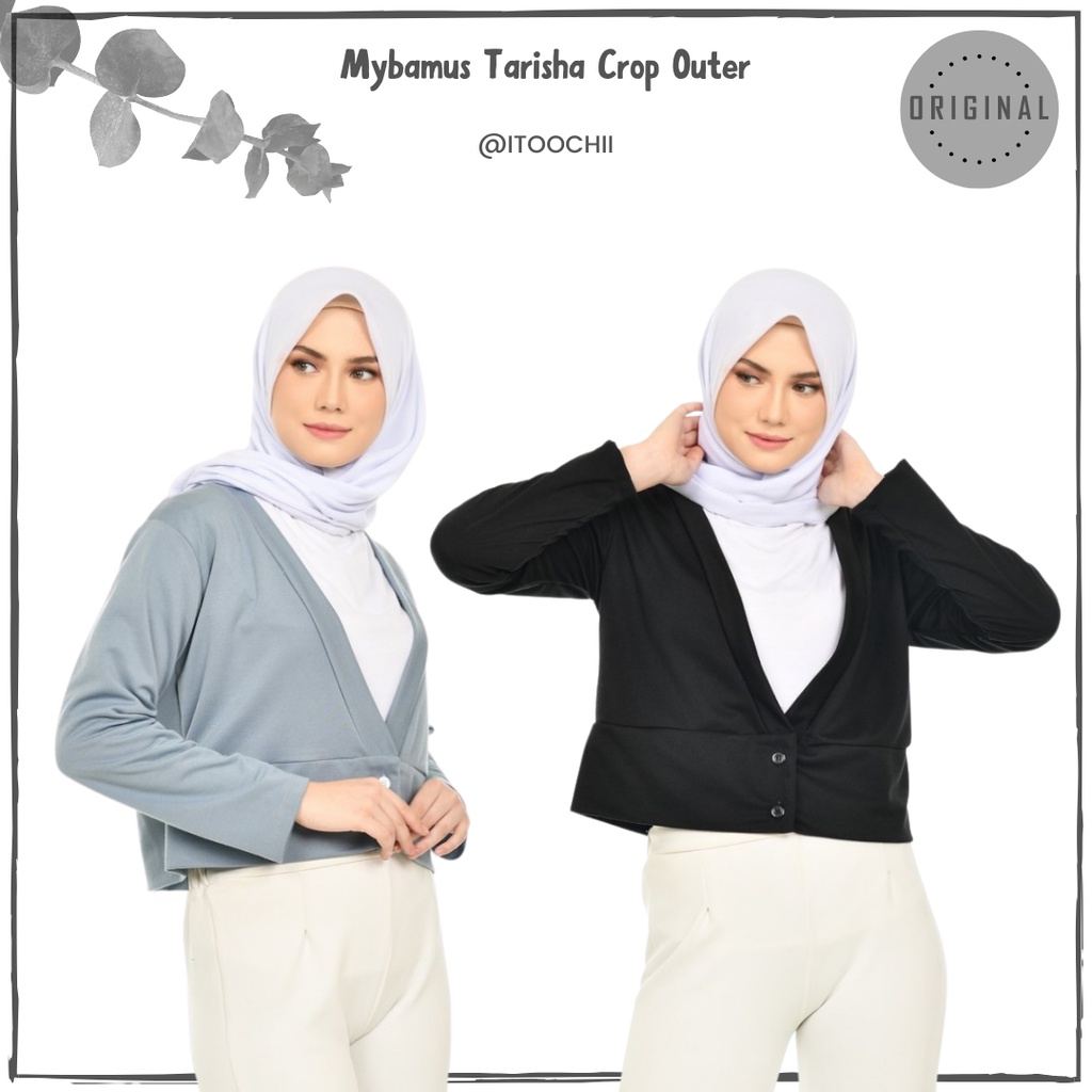 Mybamus Tarisha Crop Outer  Luaran Muslim Wanita Rompi Wanita Muslim Cardigan Lengan Panjang