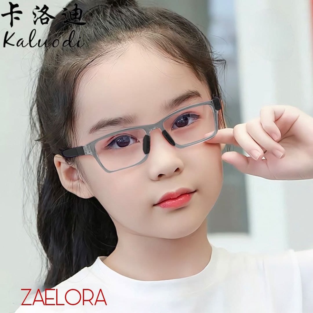 ZAELORA - Kacamata Anak Anti Radiasi Blue Ray Laki-laki & Perempuan (Design Korea)-Kotak hitam