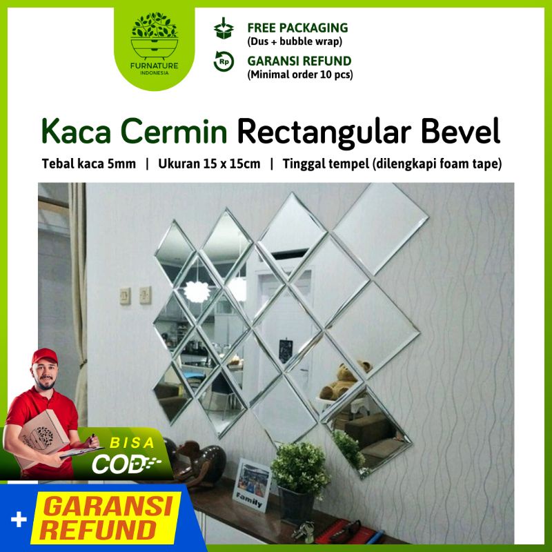 Jual Cermin Kaca Kaca Cermin Bevel Cermin Hiasan Dinding 15 X 15 Cm