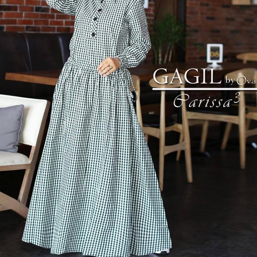 ☂ Baju Gamis Remaja Terbaru Kekinian Modern 2021 Wanita Dress Sarah Maxy Gamis Katun Kotak Kotak ♥