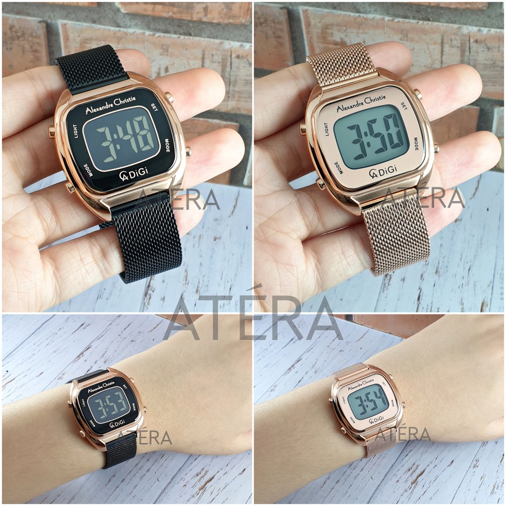 ALEXANDRE CHRISTIE AC 9335 WANITA ORIGINAL/JAM TANGAN ALEXANDER AC9335 RANTAI PASIR ROSEGOLD DIGITAL