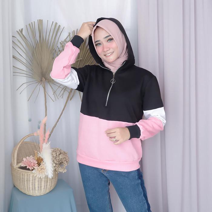 JAKET WANITA MILENIAL SWEATER KOREA STYLE PINK