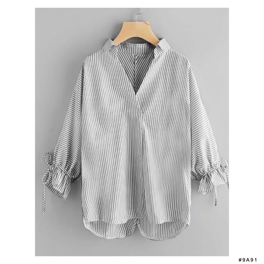 (COD) OH Fashion Giants Blouse Salur V-Neck #9A91