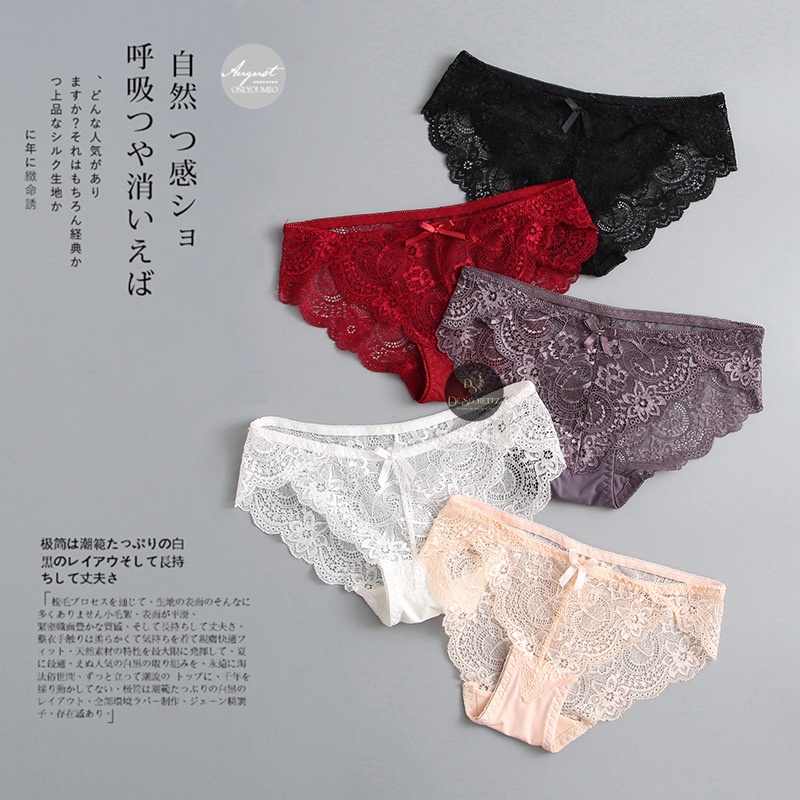 DeSecrettz PANTIES #050 Celana Dalam Wanita, Sexy Lace Panties Model Low Waist, Soft Touch Cotton