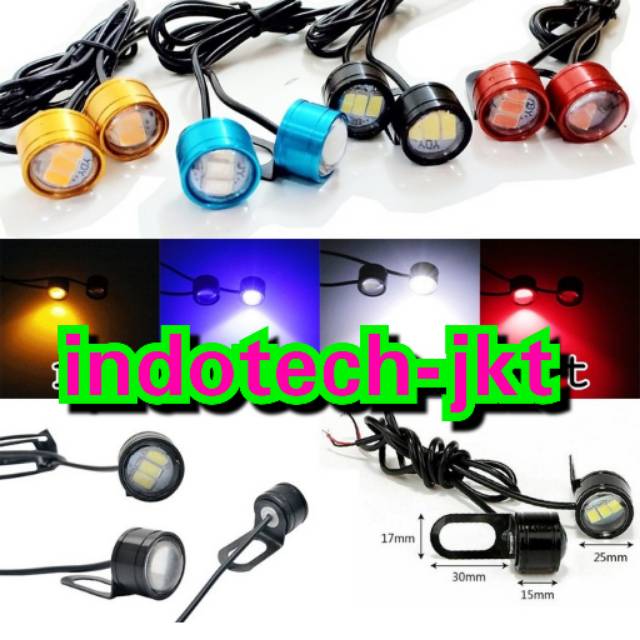 Lampu Led Mobil Motor Eagle Eye Mata Elang 3 Watt Nyala Kedip Strobo