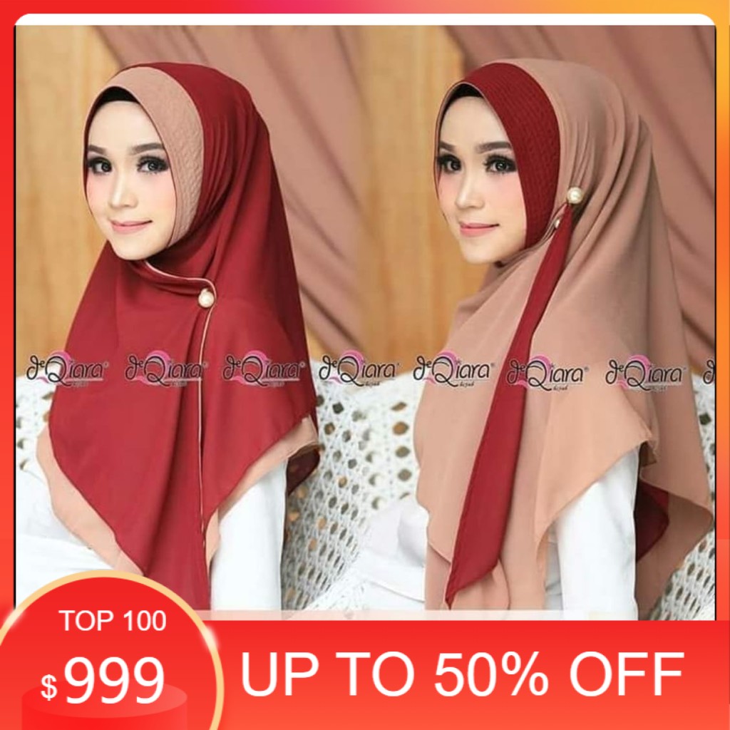 100%ORI  BOBAL HIJAB SEGITIGA DEQIARA BOLAK BALIK 2 WARNA SOFT PET PASMINA JILBAB KERUDUNG BERGO