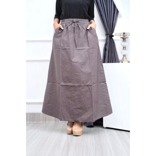 Rok A Polos Bahan Katun Cigaret Tebal