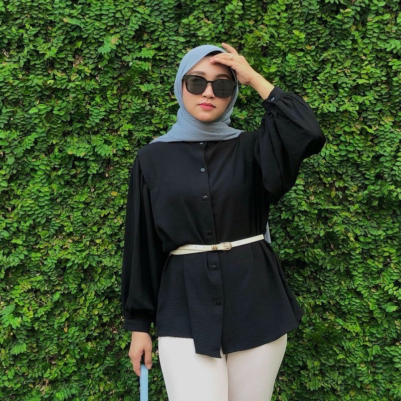 Aisa Blouse Crinkle Premium Kemeja Formal Kerja / Crinkle Blouse Shanghai-4
