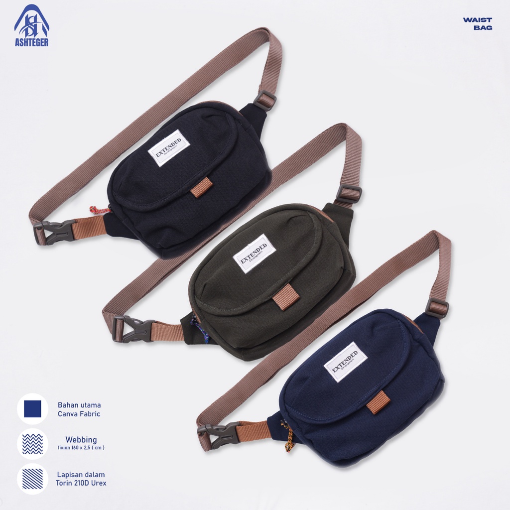 Waistbag Canvas Pria Wanita Tas Pinggang Mini Waist Bag Kanvas Premium Korea