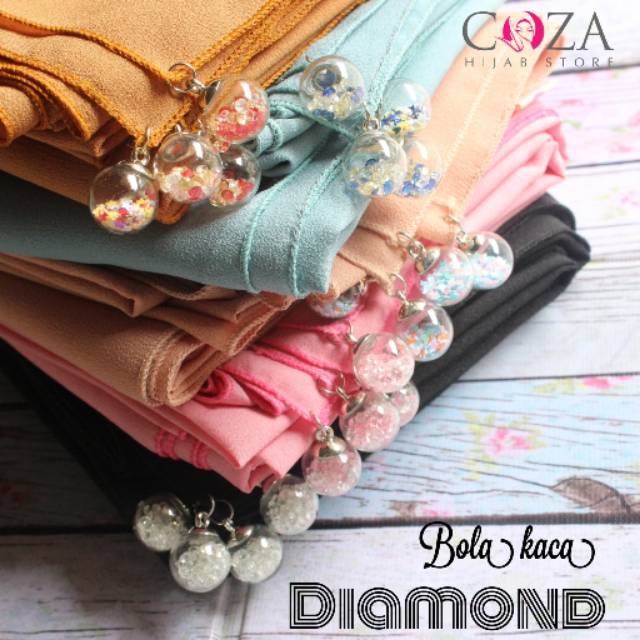 HIJAB DIAMOND CREPE BANDUL BOLA KACA/KERUDUNG SEGIEMPAT DIAMOND CREPE. /HIJAB SEGIEMPAT POLOS / Coza Batik