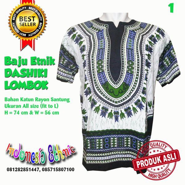 Dijual BAJU ETNIK DASHIKI KHAS LOMBOK WARNA PUTIH Terlaris