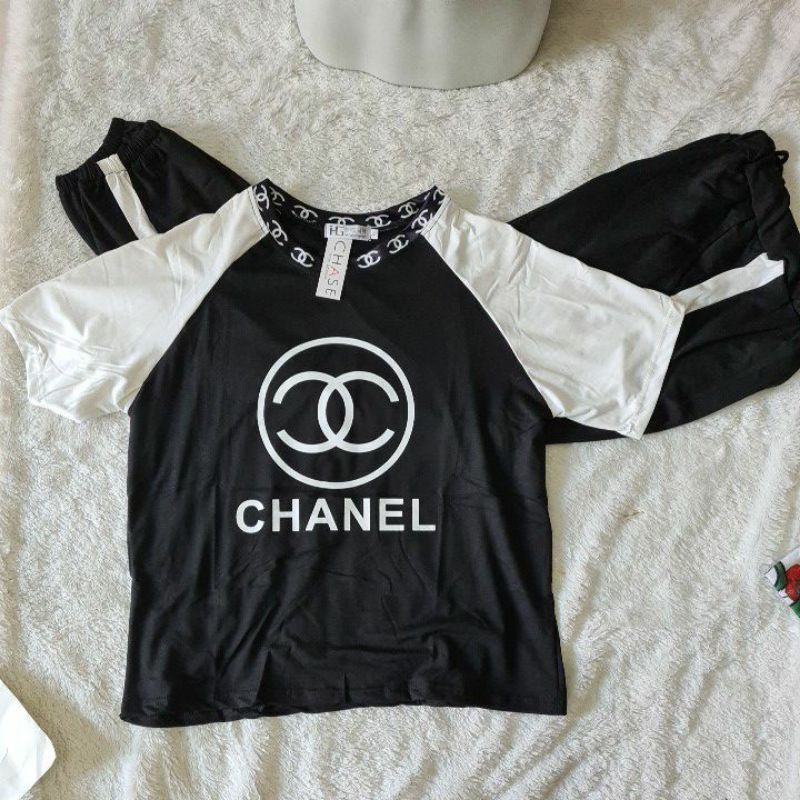 Setelan wanita import chanel hitam bahan katun lembut