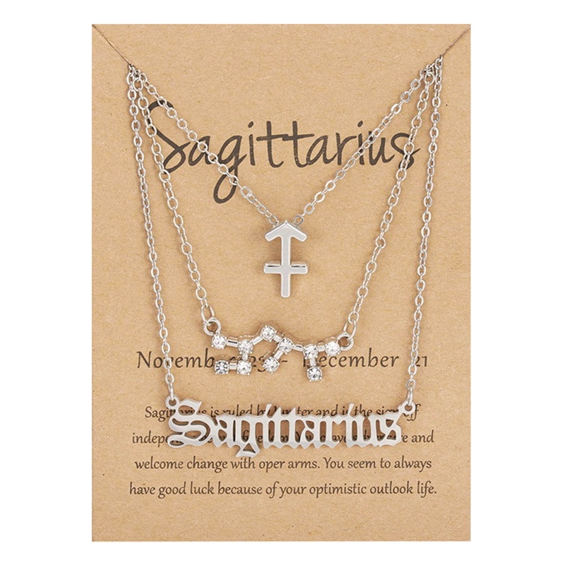 3pcs / Set Kalung Rantai Dengan Liontin Bentuk 12 Zodiak Kanker Leo Scorpio Warna Emas