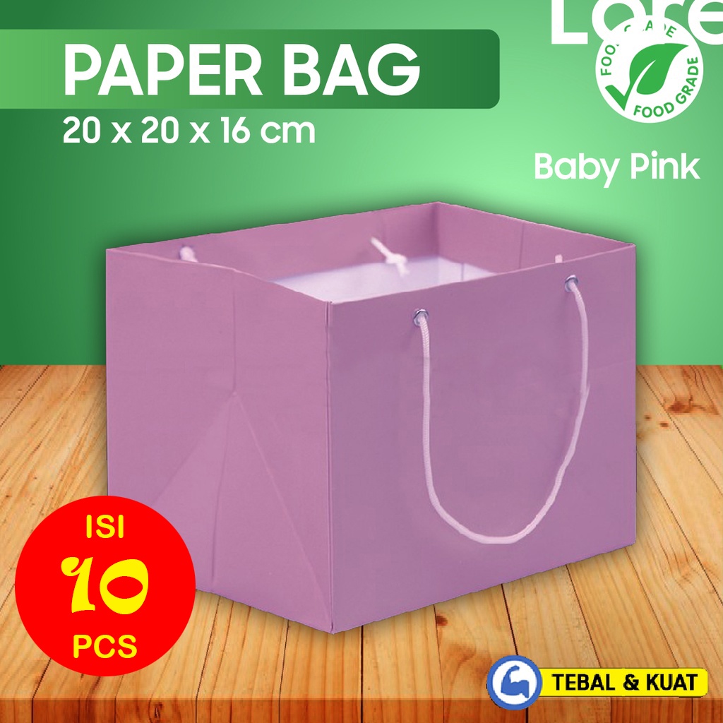 

Paper Bag - Paperbag Polos - Paper Bag Kue - PINK - 20x20x16 cm (10 pcs)