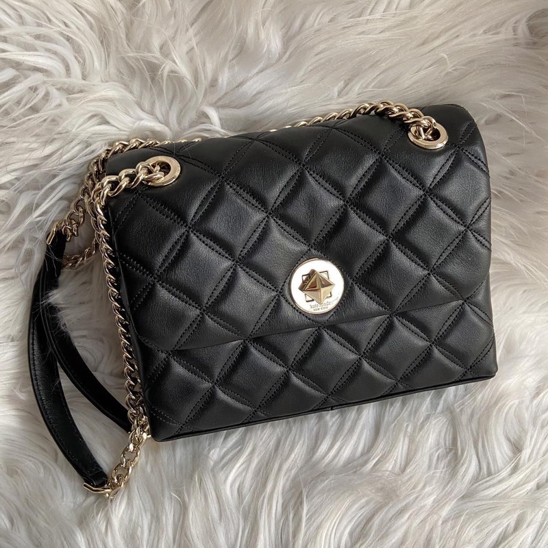 Tas Kate Spade natalia small flap shoulder bag black