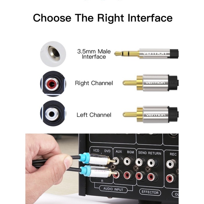 Vention Kabel Audio 3.5mm male To 2 RCA Male High Quality 1.5M - BCFBG