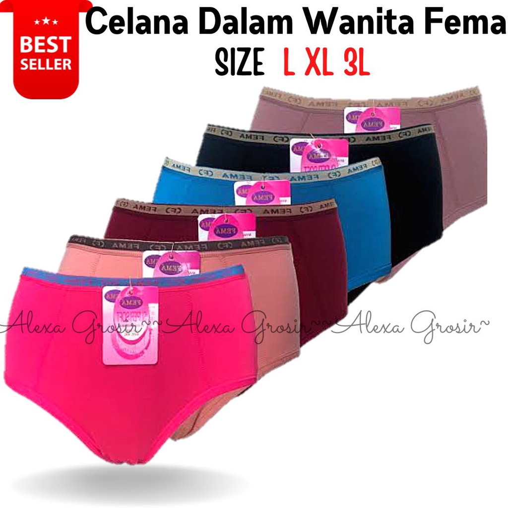 CD Celana Dalam Wanita Panties 393 XL Fema Polos Import Katun Polyester Halus Premium