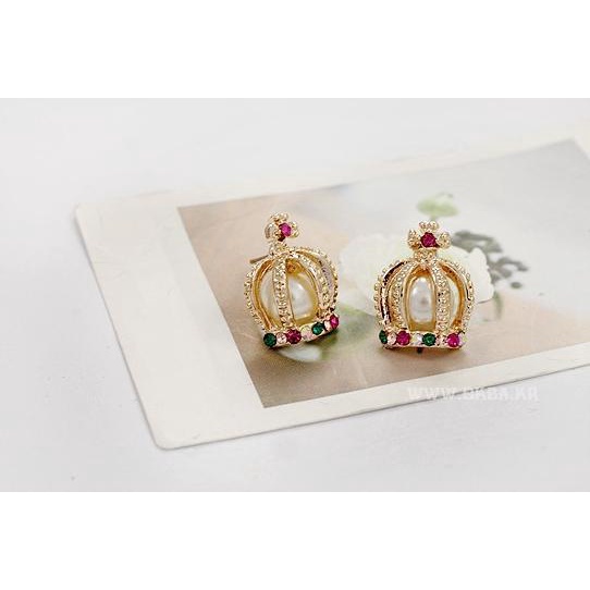 Anting fashion bentuk mahkota crown model korea terbaru imut lucu cantik