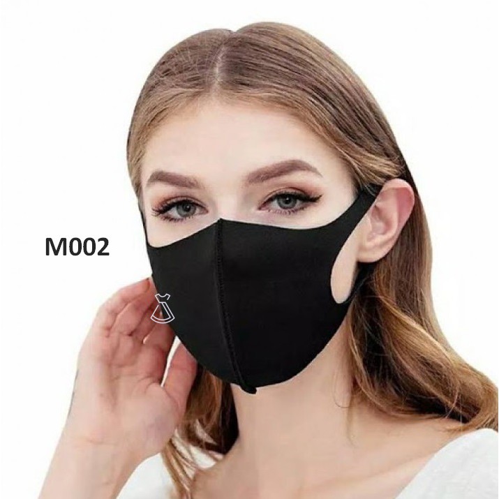 M002 - Masker Kain Scuba Lembut hitam Polos Masker Murah