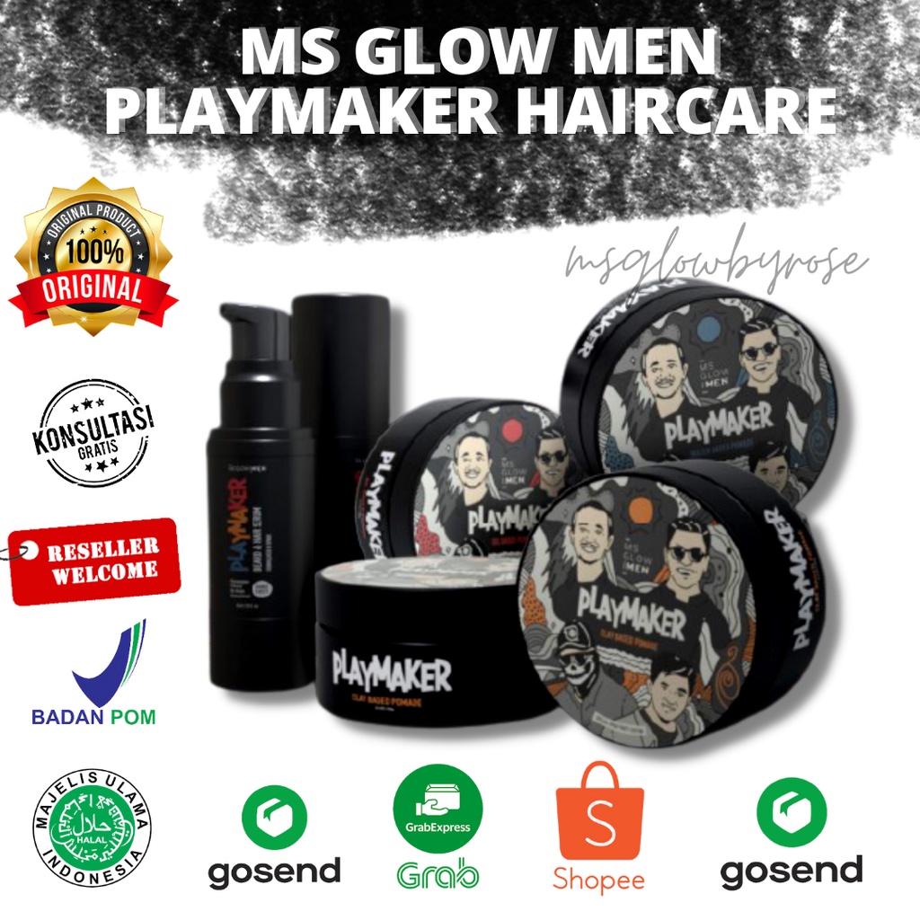 ECER PLAYMAKER MS GLOW MEN ORIGINAL BPOM RESELLER RESMI (HAIR AND BEARD SERUM DAN POMADE)