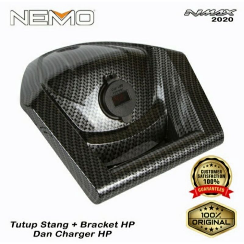 Cover tutup stang plus Bracket Holder hp dan Charger Nmax 2020 2021 Nemo