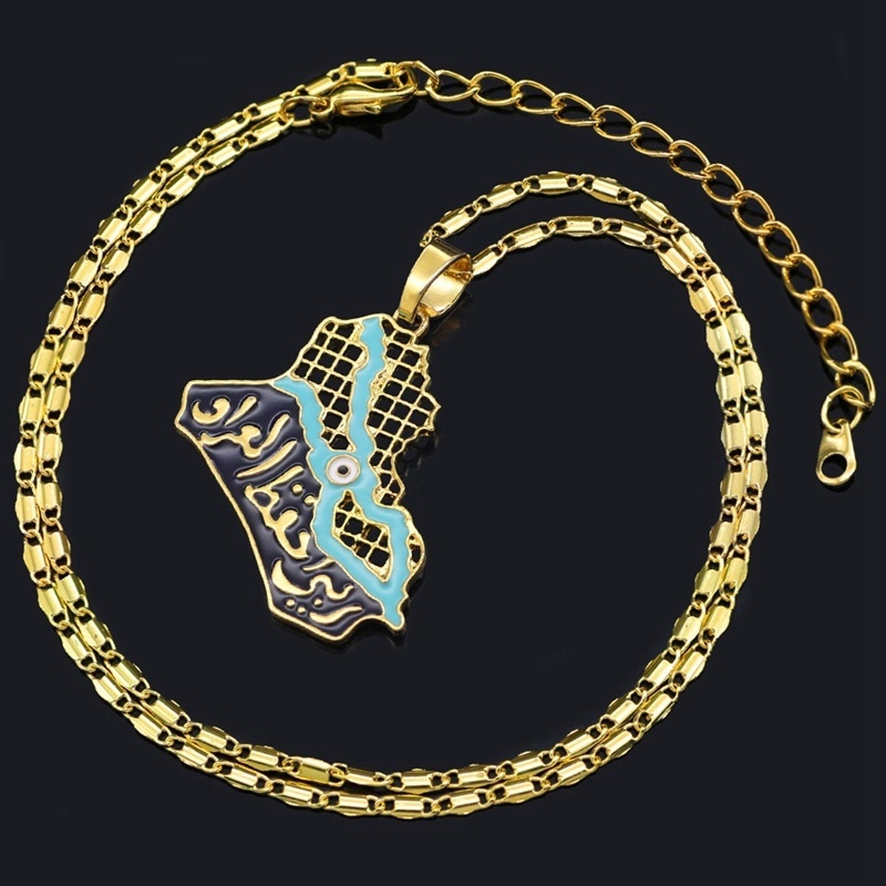 Kalung Desain Peta Arab Iraq Gaya Retro Hip Hop Untuk Pria