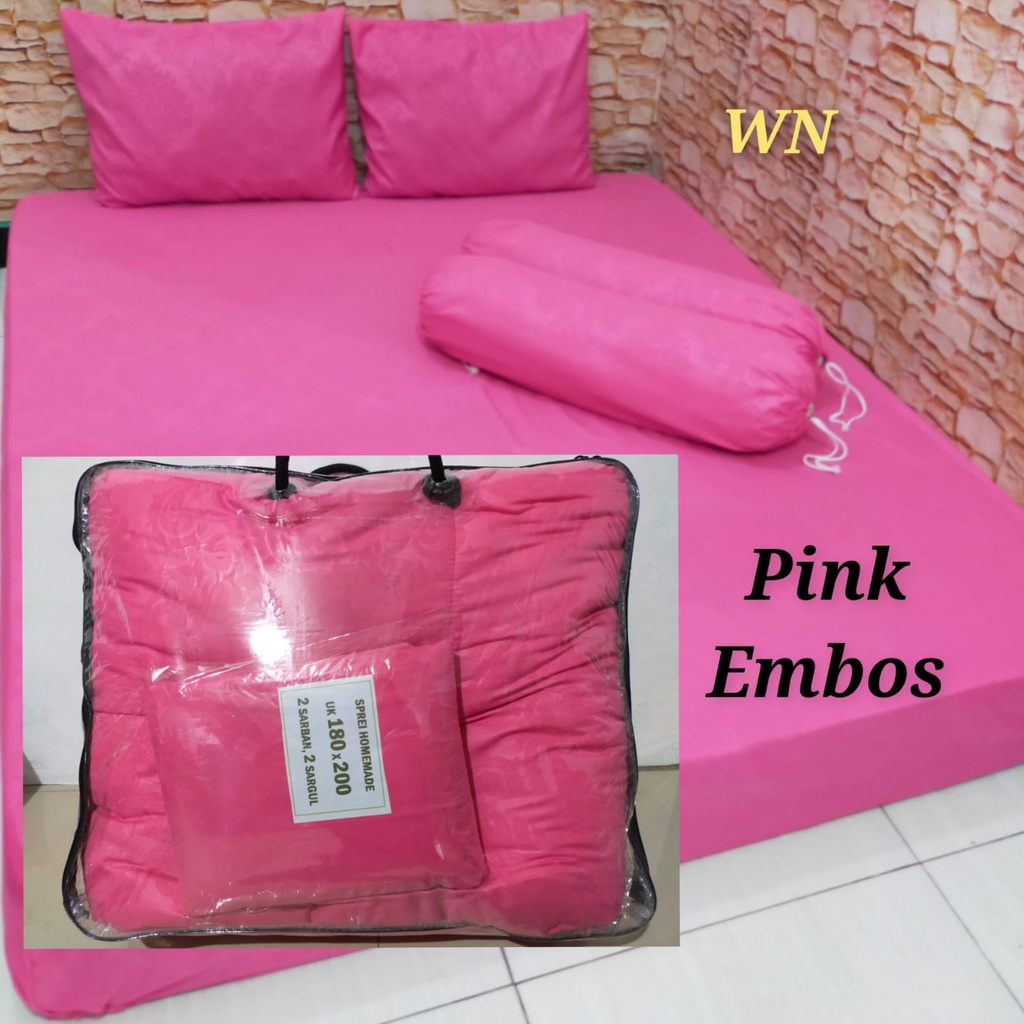 Waty grosir sprei 180x200 set bedcover polos embos bedcover premium